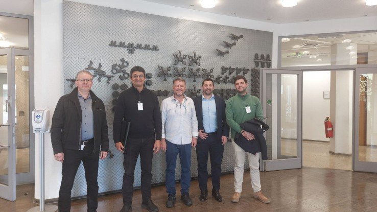 Raul Blanco, de HSP, acompañando a directivos de Grupo La Plana para visitar la central de HEIDELBERG en Wiesloch, Alemania.