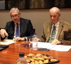 Ignasi Cusí, secretario general de Graphispack Asociación; Javier Riera-Marsá, presidente de Hispack; y Xavier Pascual, director de Hispack, en la presentación a la prensa.