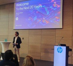 Markus Weiss, General Manager, EMEA - HP Industrial Printing, en la pre-drupa international media conference celebrada en Düsseldorf.