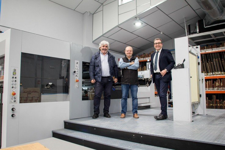 José Luis Gutiérrez, anterior CEO de Heidelberg Spain; Rodrigo Sánchez, fundador de TEMPS; y Juan Carlos Lozano, Sales Manager en Heidelberg.