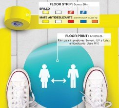 Nuevos productos para señalización sobre suelos, fáciles de aplicar gracias al adhesivo micro-canalizado Air-Free FTX System.