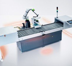 El nuevo robot colaborativo "StackStar C" de HEIDELBERG no necesita valla de seguridad, pero tiene un concepto de seguridad innovador que funciona, entre otras cosas, con marcadores móviles. "StackStar C" facilita el procesamiento posterior de impresos.