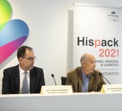 Jordi Bernabeu (presidente de Hispack), Xavier Pascual (director de Hispack) y Toni Pinós (responsable de marketing de Hispack).